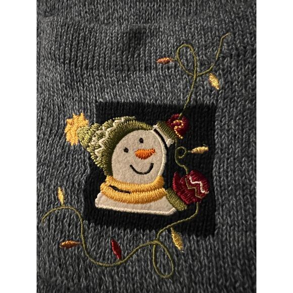 Vintage breckenridge cardigan Christmas sweater winter holiday snowman pockets L - Picture 8 of 9